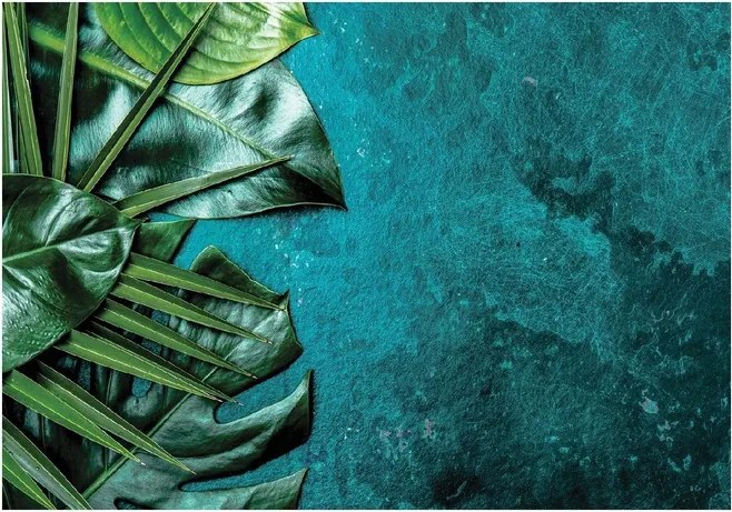 Fotótapéta Levelek Zöld Beton Utánzat Természet Fali Tapéta 368x254