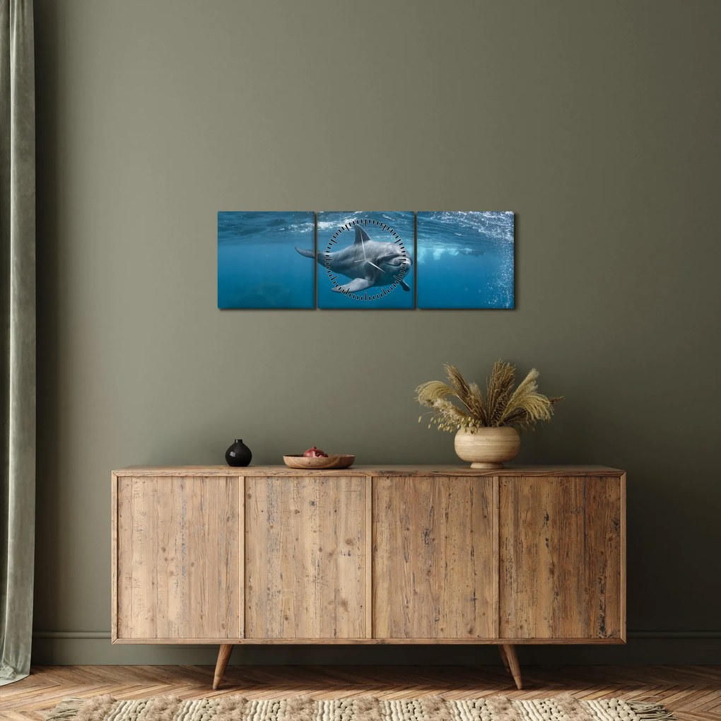 Kép - Delfin a felszín alatt (órával) (90x30 cm)