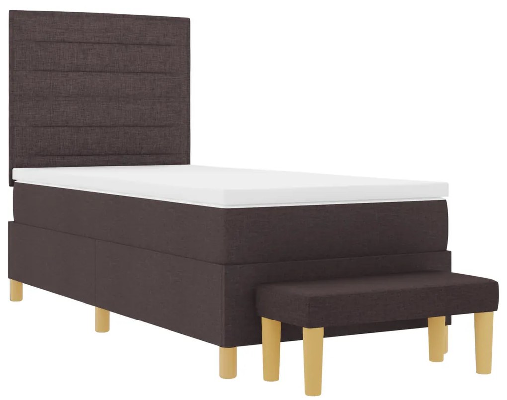 Boxspring Ágy Matracokkal és Padokkal Sötét Barna 90x200 cm Szövet