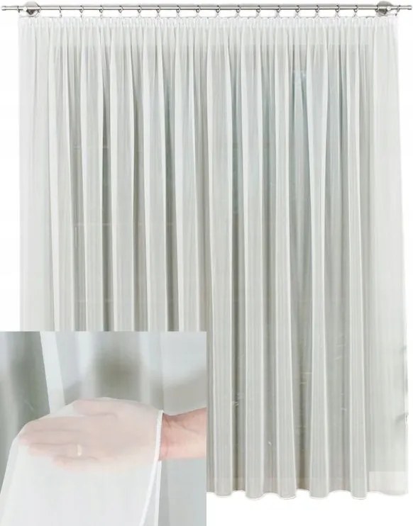 Fátyol Függöny Klasszikus Fátyol Lángálló Krém Szalaggal Sz.210x230