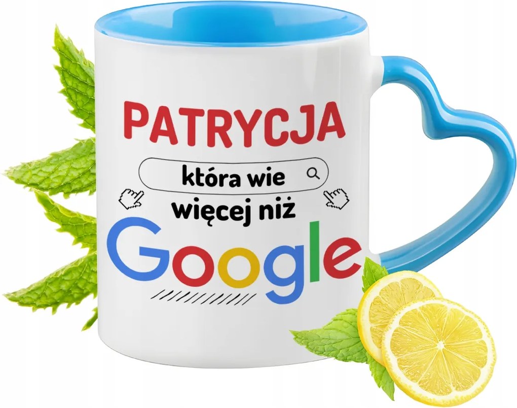 Patríciának Kék Bögre Szív Alakú Füllel Kávé Ajándék