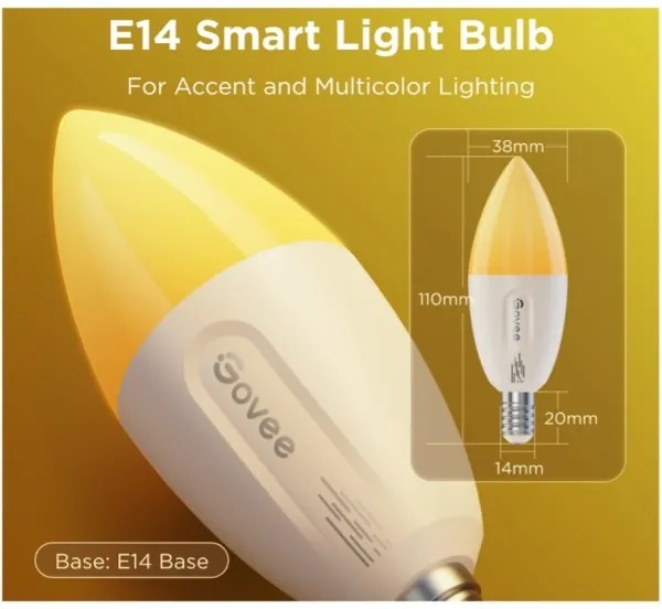 2 darabos LED RGBWW dimmelhető izzó E14/5W/230V 2700-6500K Wi-Fi - Govee
