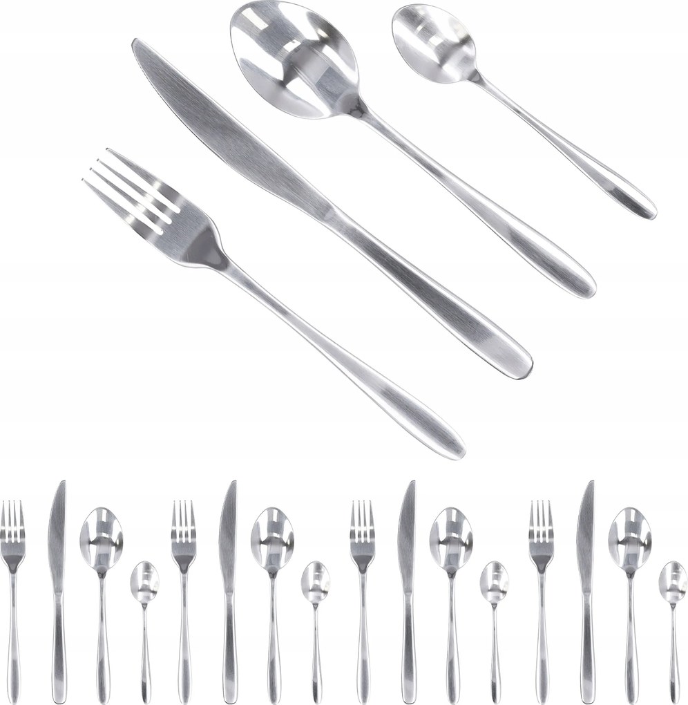 16 db-os fényes evőeszköz szett 4 személyes evőeszköz szett ezüst rozsdamentes acél