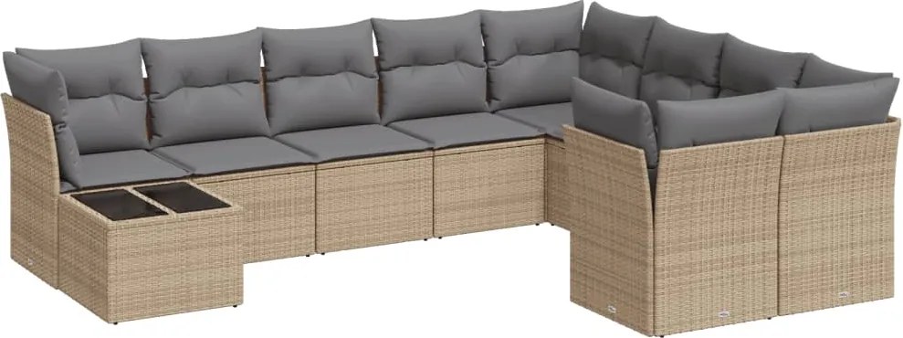 vidaXL 10 részes bézs polyrattan kerti ülőgarnitúra párnával