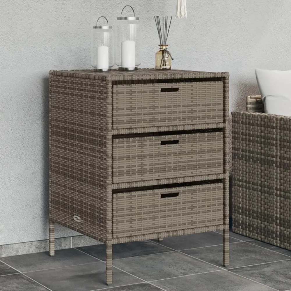 szürke polyrattan kerti tárolószekrény 55 x 59 x 80 cm