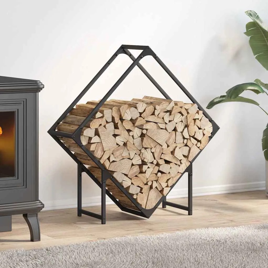 fekete hidegen hengerelt acél tűzifatároló 80x25x80 cm