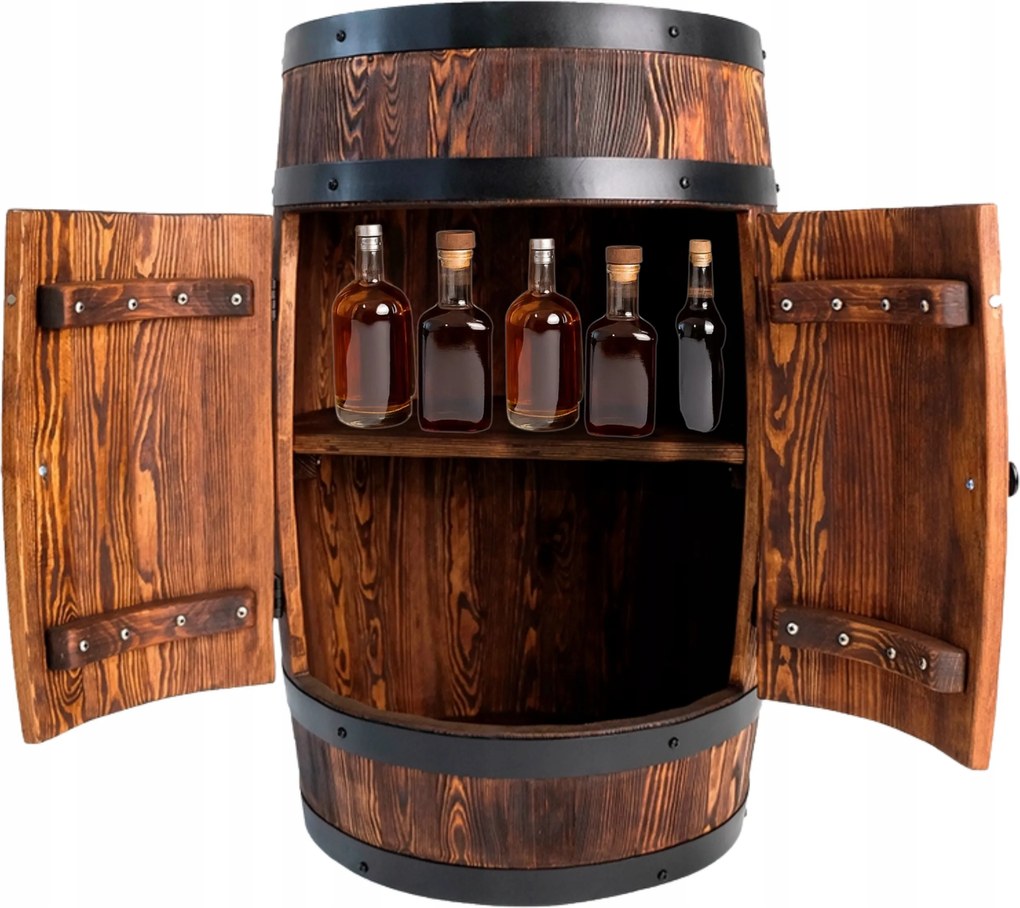 Fa bárpult alkoholos boroshordó szekrény palacktartó állvány 80x55 cm