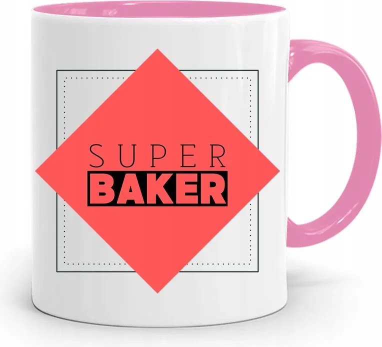 Rózsaszín Bögre Péknek Baker Ajándék fényképes nyomtatással