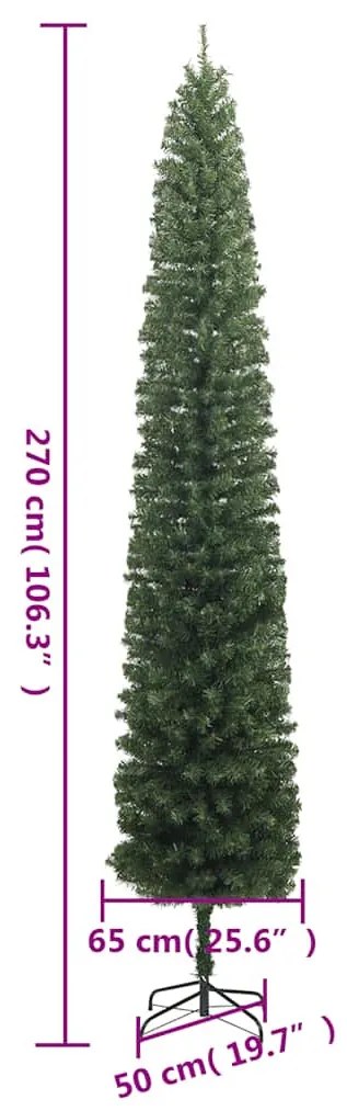 vékony PVC műkarácsonyfa állvánnyal 270 cm