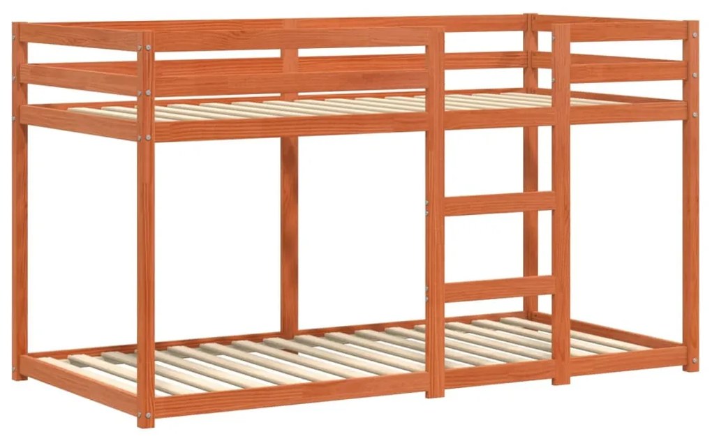 viaszbarna tömör fenyőfa emeletes ágy 90x190 cm