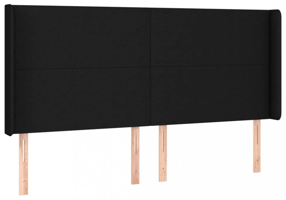 fekete szövet fejtámla szárnyakkal 203x16x118/128 cm