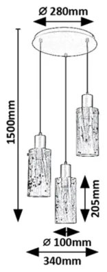 Rabalux 72038 - Csillár zsinóron FUMEA 3xE27/60W/230V
