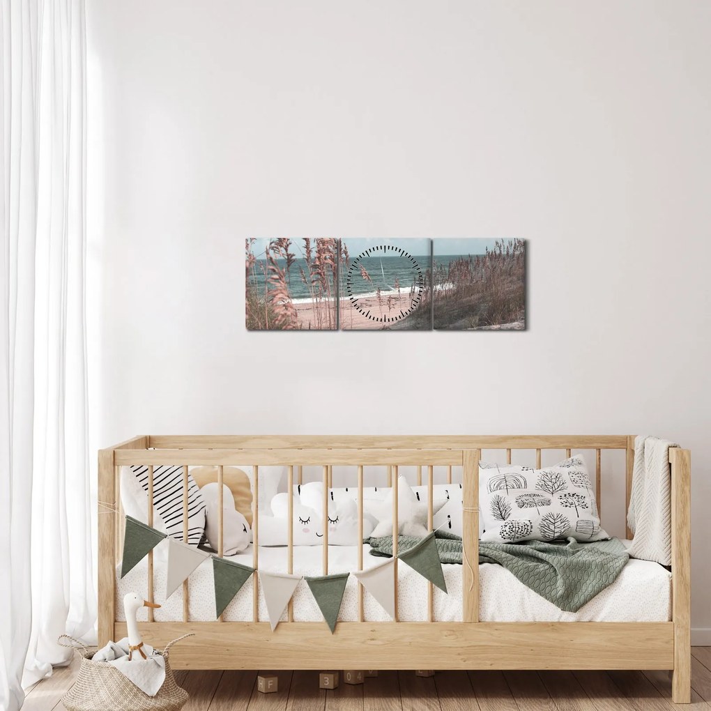 Kép - Rózsaszín strand (órával) (90x30 cm)
