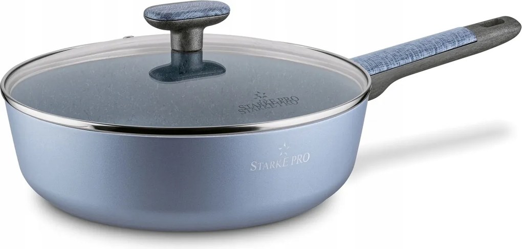 Hagyományos Mély Serpenyő Üvegfedővel 28CM Indukciós Gáz Márvány Bevonatú