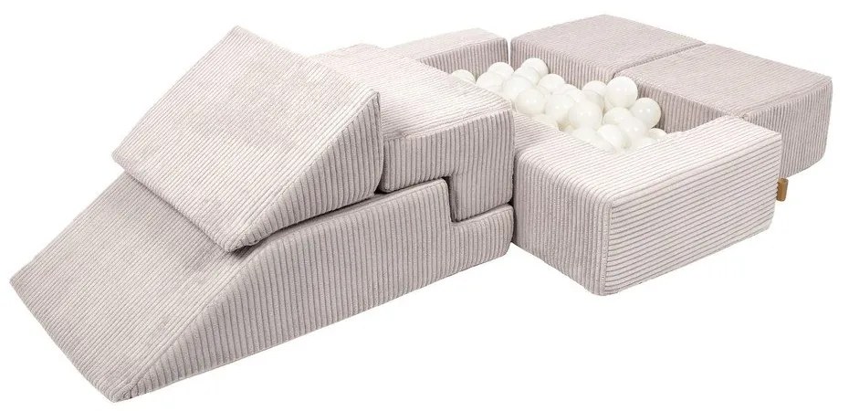 Krémszínű kordbársony habszivacs játszótér 6 db-os magasság 40 cm 100x35 cm Montessori – Meowbaby