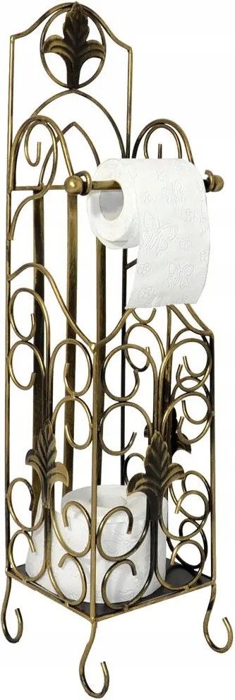 Díszített fém papírtartó állvány tárolóval