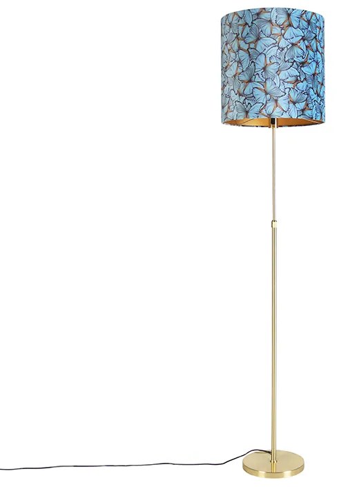Állólámpa arany/bronz bársony árnyékolóval pillangókkal 40/40 cm - Parte