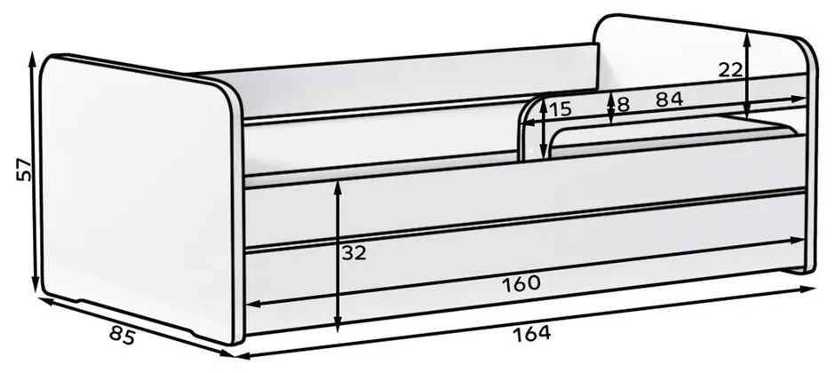 Fehér gyerekágy ágyráccsal 80x160 cm Duuli – ELTAP