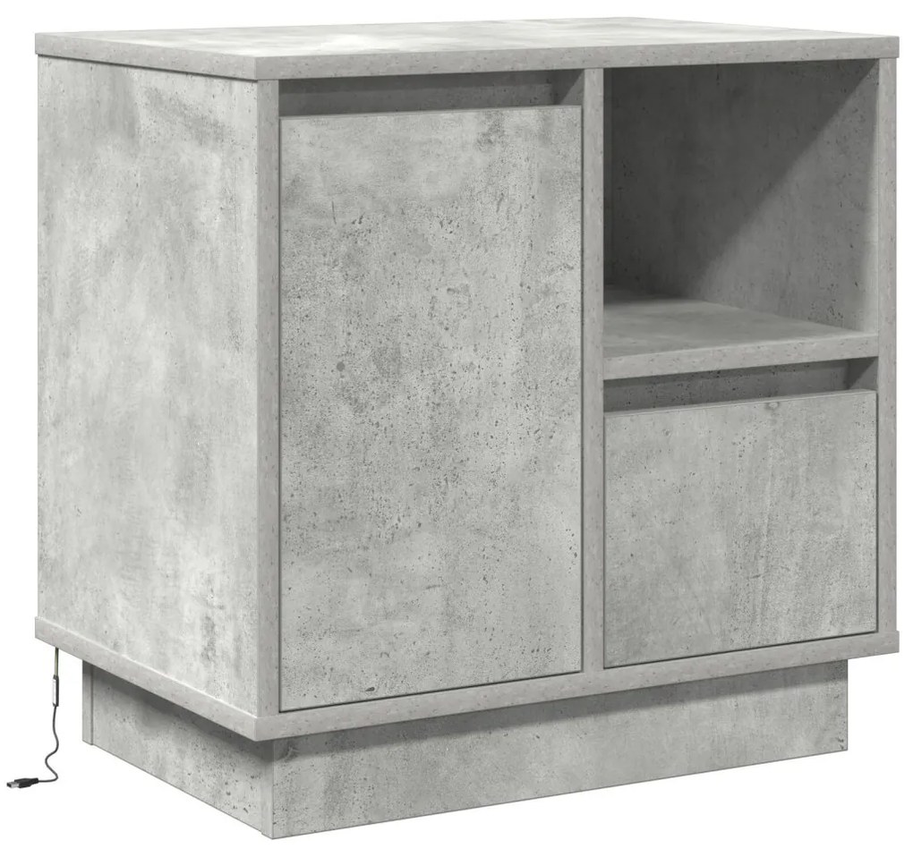 LED világítással ellátott éjjeli szekrények 2 db Beton Szürke 50x34,5x50 cm
