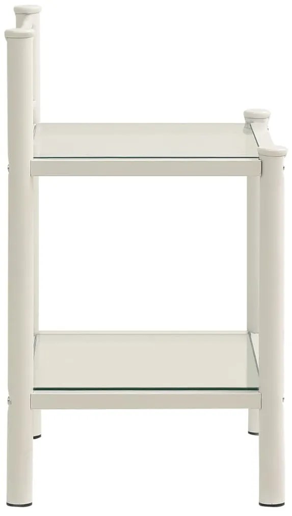 2 db fehér és átlátszó fém és üveg éjjeliszekrény