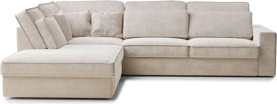 Krémszínű zsenília sarokkanapé (bal oldali-L alakú) Kirou – Maison de Rêve