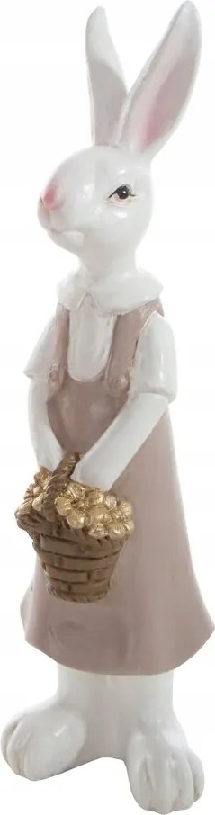 Húsvéti nyuszi figura 8X7X27 cm fehér, rózsaszín Eurofirany kiegészítőkkel