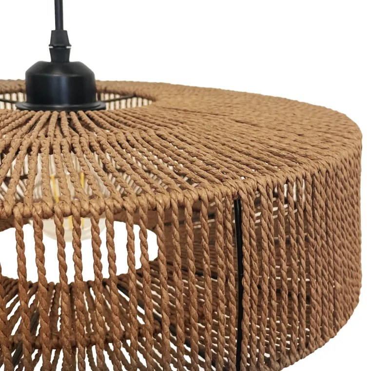 Függőlámpa jutából és fémből 60W fekete