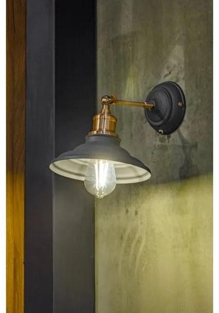 Lámpa Fali lámpatest LORET+ kapcsolóval,7901,AC220-240V,50/60Hz,1*E27,max.40W,átmérő20cm,egyes,fekete