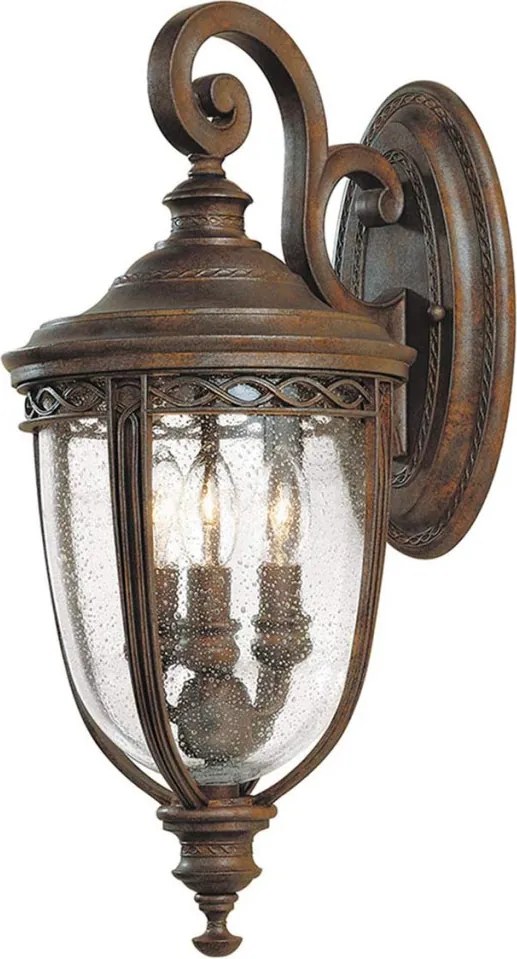 ELSTEAD FE-EB2-M-BRB ENGLISH BRIDLE Klasszikus Kültéri Fali Lámpa Antik Bronz, Átlátszó E14 IP44