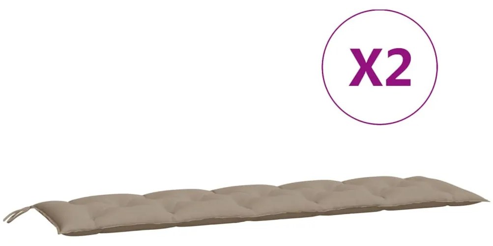 2 db tópszínű oxford szövet kerti padpárna 180 x 50 x 7 cm