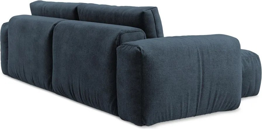 Sötétkék zsenília kinyitható sarokkanapé (bal oldali-heverő résszel) Kuki – Makamii