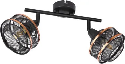 Globo 54020-2 Spotlámpa fém fekete-arany színben,fém drót búrával. HxSZxM: 275x120x215mm, 2xE14 40W 230V izzók nélkül