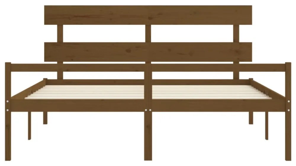 mézbarna tömör fa ágy időseknek fejtámlával 200x200 cm