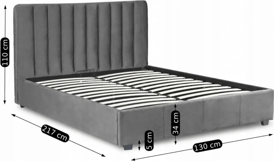 Kárpitozott ágy 120 × 200 cm MARI szürke bársony