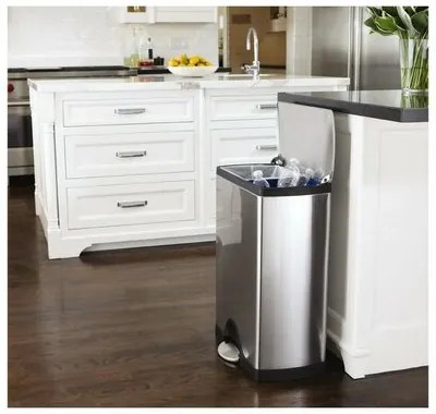 Simplehuman Téglalap alakú pedálos szemetesszelektív hulladékgyűjtő 46 l, acél