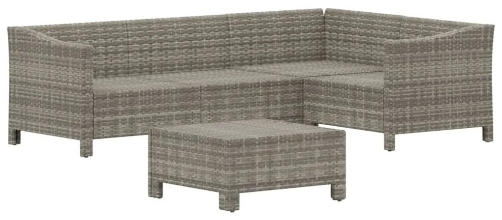 5 részes szürke polyrattan kerti ülőgarnitúra párnákkal