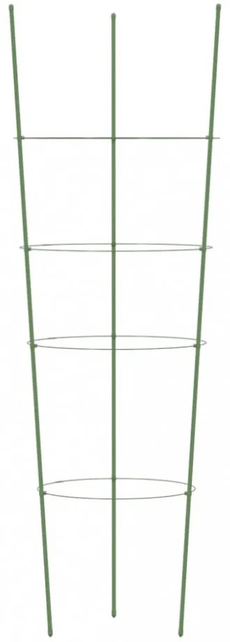 5 db zöld acél kerti növénytámasz 4 gyűrűvel 90 cm