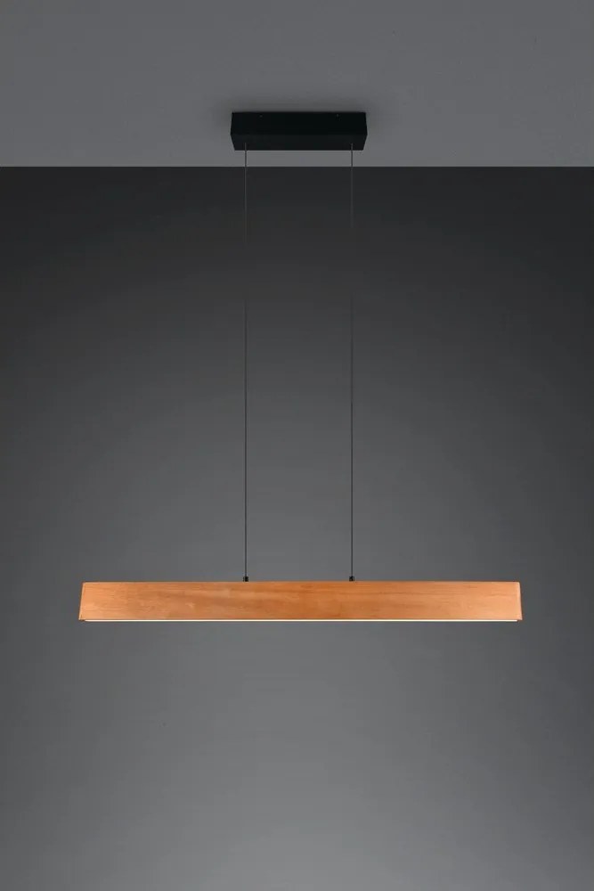 Natúr színű LED függőlámpa fa búrával Edgewood – Trio