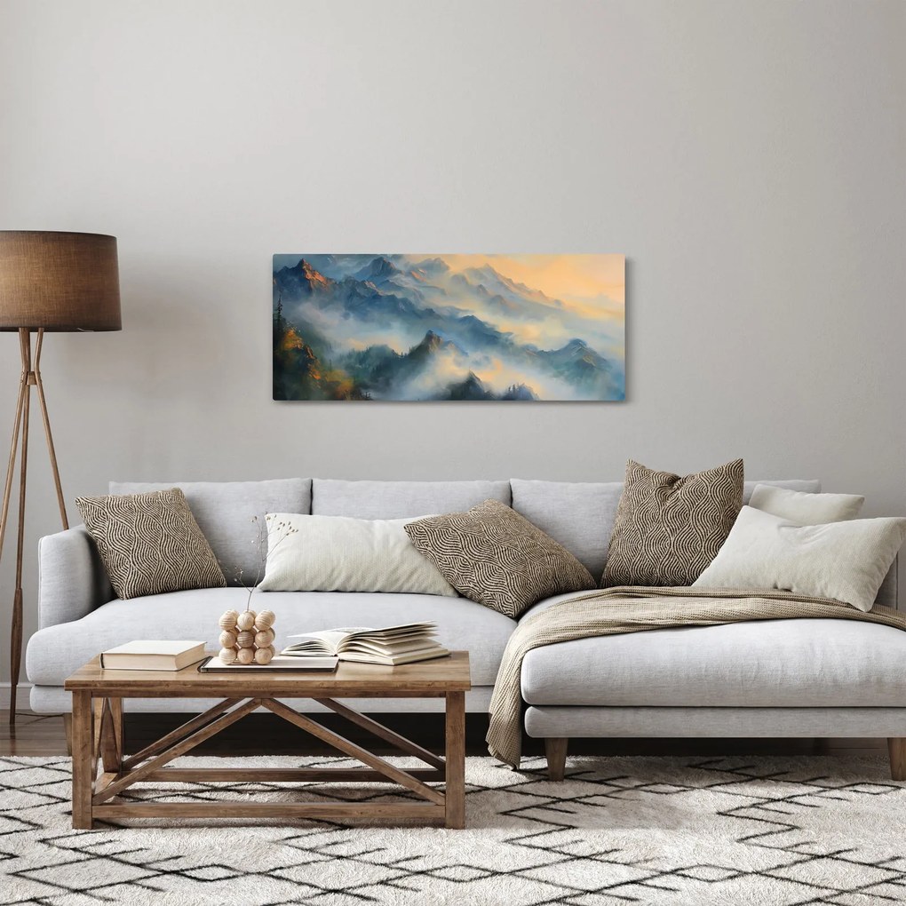 Kép - Festett hegyi táj (120x50 cm)