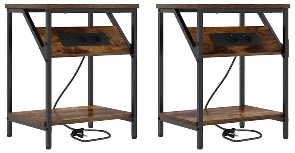 Éjjeli Szekrények 2 pcs Füstölt tölgy 38 x 30 x 48 cm Faanyag