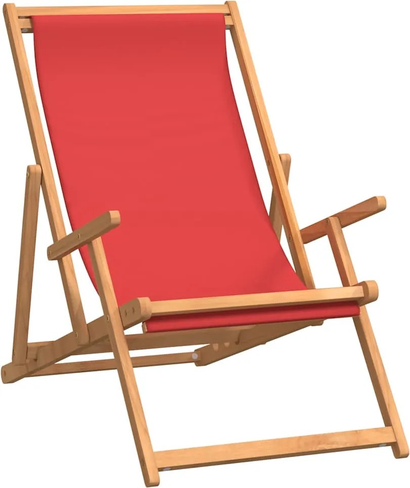 vidaXL piros tömör tíkfa összecsukható strandszék