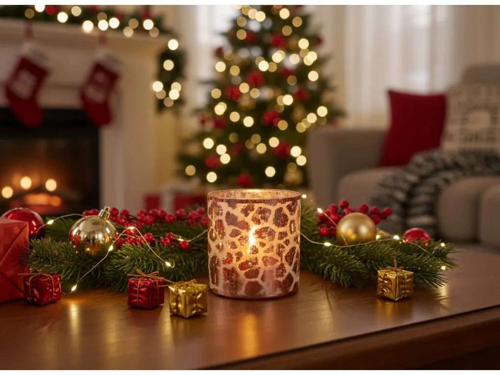 DESIREE GIRAFFE rózsaszín üveg gyertyatartó