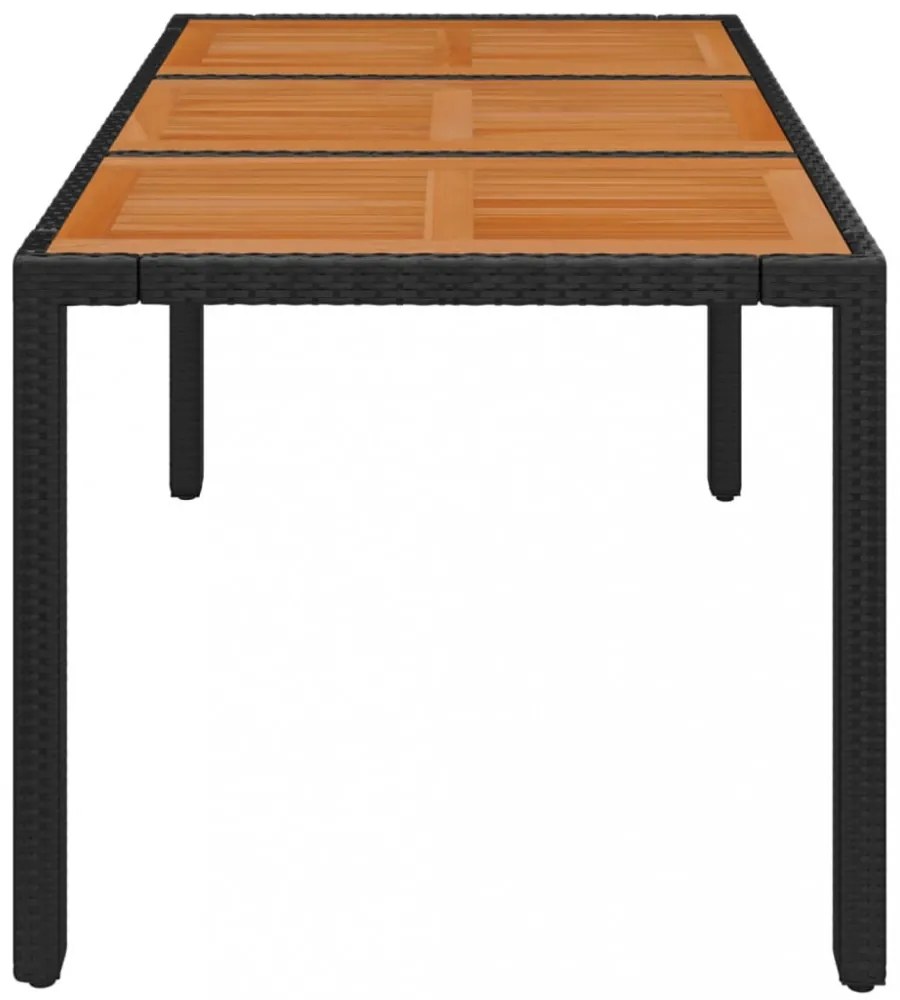 fekete polyrattan falapos kerti asztal 150 x 90 x 75 cm