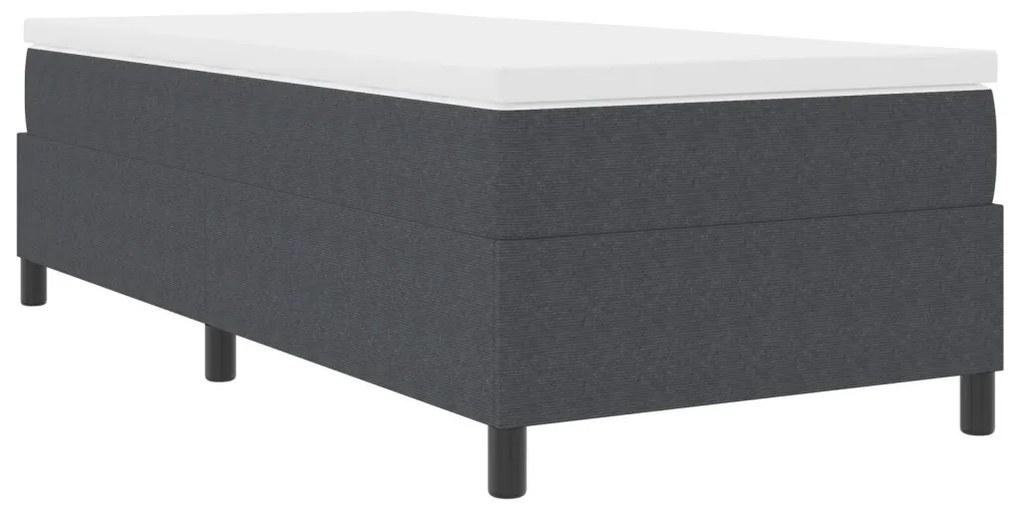 Box Spring Ágy Memóriáhab Matrac Sötétszürke Egyszemélyes Kordbársony Szövet