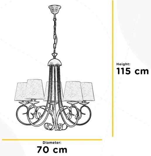 ONLI - Csillár láncon POMPEI 5xE14/6W/230V bronz