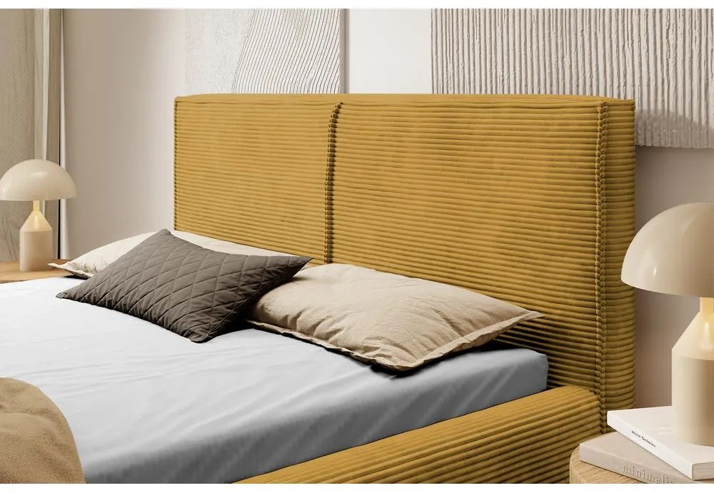 Franciaágy 140 cm Fatime (ágyráccsal) (tárolóhellyel) (mustár + fekete). Akció -15%. 1099188