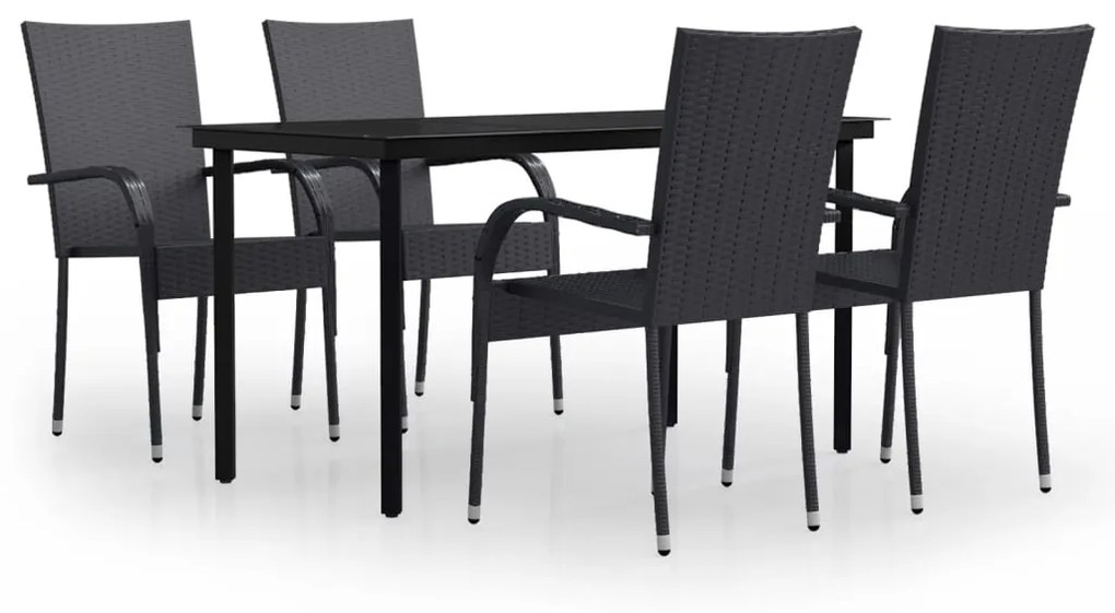 vidaXL 5 részes fekete kerti étkezőgarnitúra