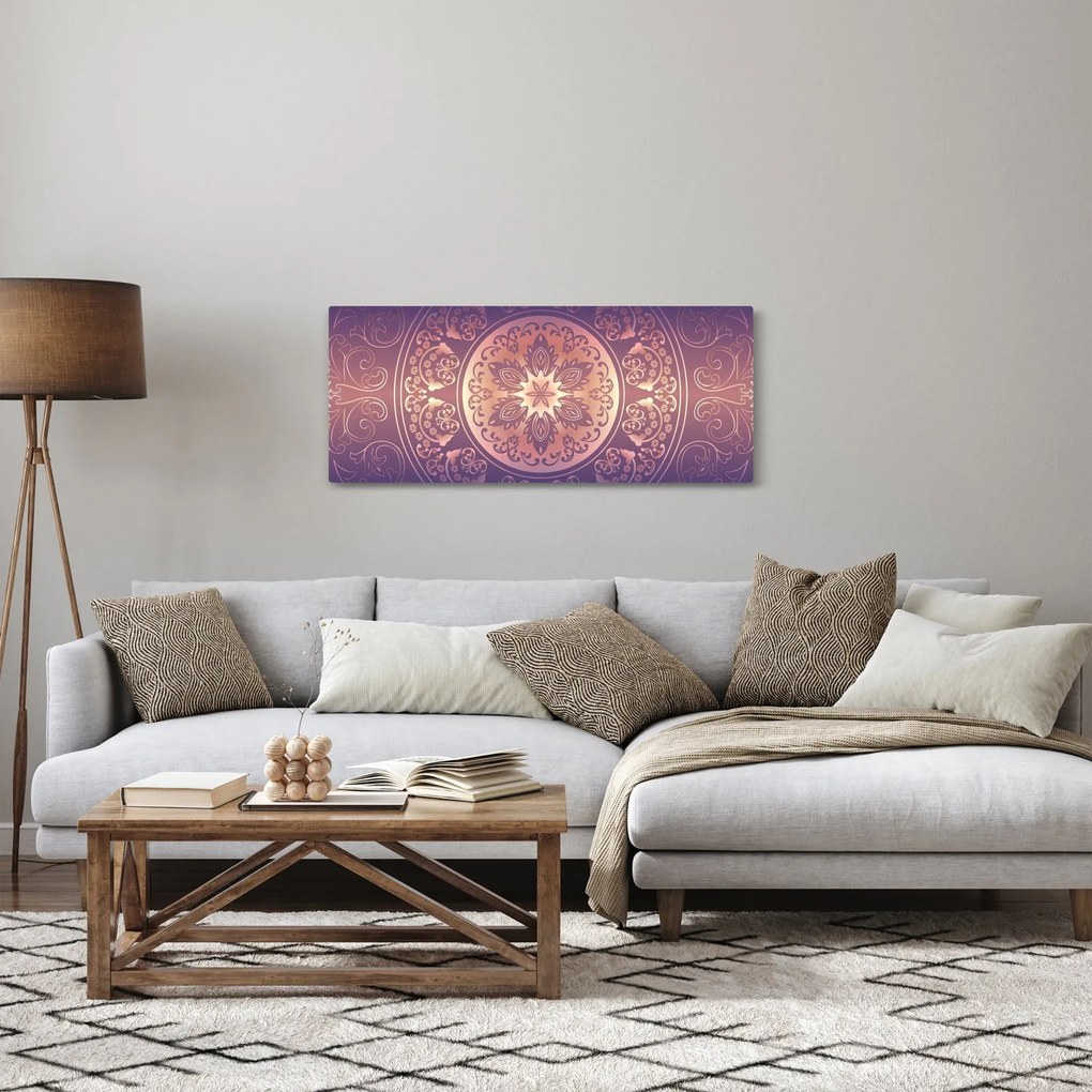 Kép - Mandala lila színátmeneten (120x50 cm)