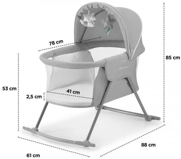 KINDERKRAFT - 3 az 1-ben LOVI gyerekágy, szürke
