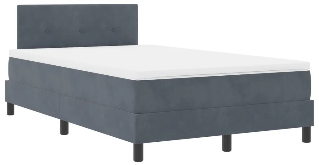 Boxspring ágy matraccal és LED lámpával, sötétszürke, 120x200 cm, bársonyos